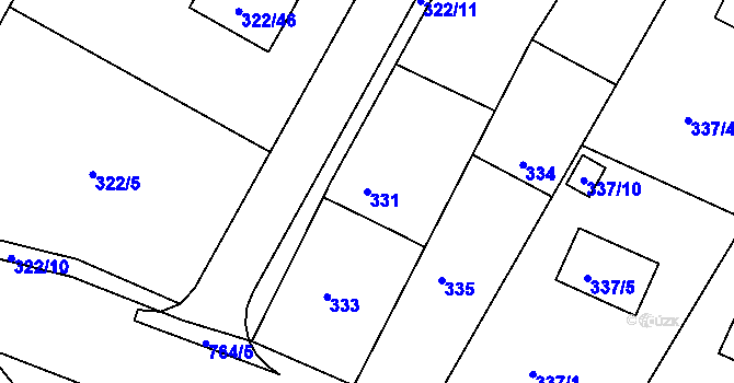 Parcela st. 331 v KÚ Boršov nad Vltavou, Katastrální mapa