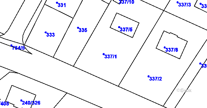 Parcela st. 337/1 v KÚ Boršov nad Vltavou, Katastrální mapa