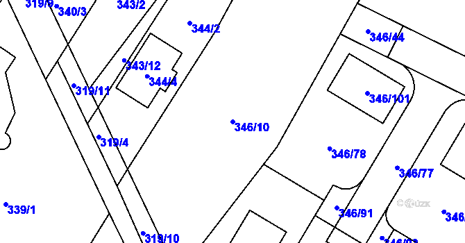 Parcela st. 346/10 v KÚ Boršov nad Vltavou, Katastrální mapa