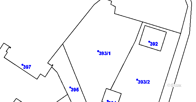 Parcela st. 393/1 v KÚ Boršov nad Vltavou, Katastrální mapa