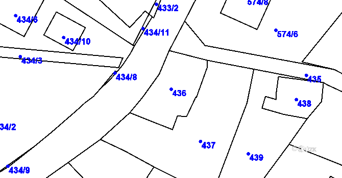 Parcela st. 436 v KÚ Boršov nad Vltavou, Katastrální mapa