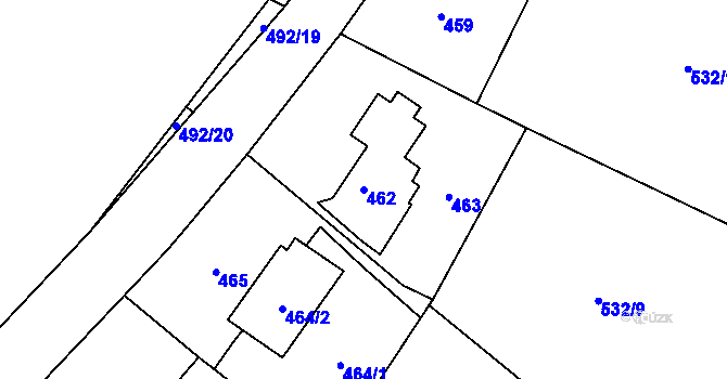 Parcela st. 462 v KÚ Boršov nad Vltavou, Katastrální mapa