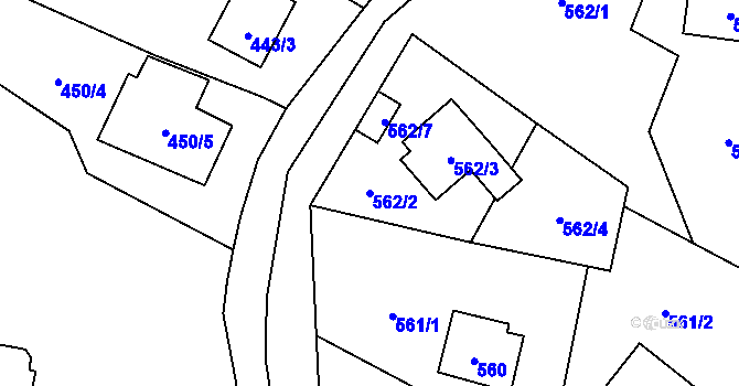 Parcela st. 562/2 v KÚ Boršov nad Vltavou, Katastrální mapa