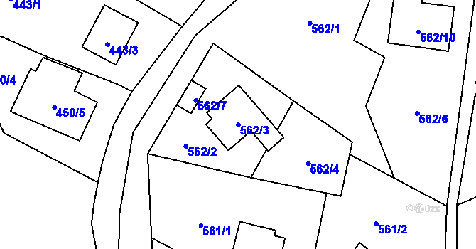 Parcela st. 562/3 v KÚ Boršov nad Vltavou, Katastrální mapa