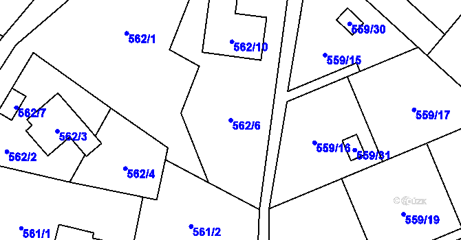 Parcela st. 562/6 v KÚ Boršov nad Vltavou, Katastrální mapa