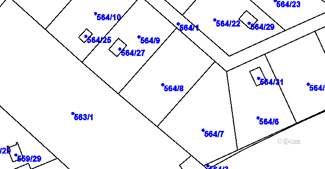 Parcela st. 564/8 v KÚ Boršov nad Vltavou, Katastrální mapa