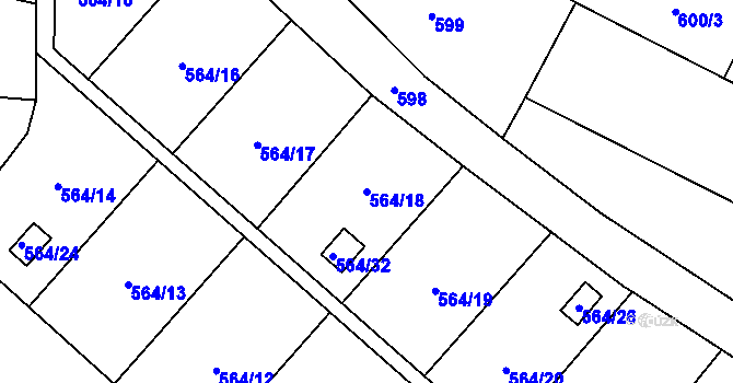 Parcela st. 564/18 v KÚ Boršov nad Vltavou, Katastrální mapa