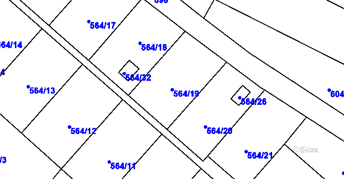 Parcela st. 564/19 v KÚ Boršov nad Vltavou, Katastrální mapa