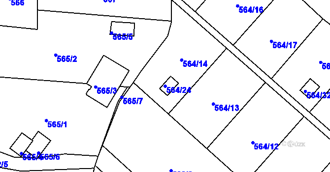 Parcela st. 564/24 v KÚ Boršov nad Vltavou, Katastrální mapa