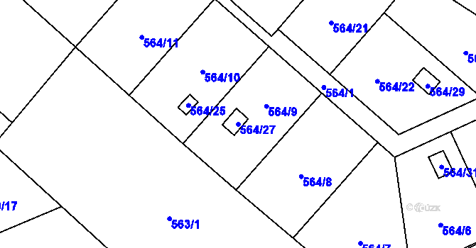 Parcela st. 564/27 v KÚ Boršov nad Vltavou, Katastrální mapa