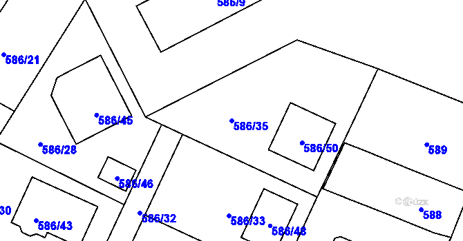 Parcela st. 586/35 v KÚ Boršov nad Vltavou, Katastrální mapa