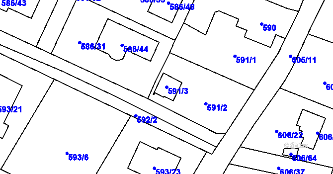 Parcela st. 591/3 v KÚ Boršov nad Vltavou, Katastrální mapa