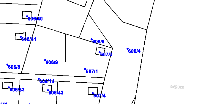 Parcela st. 607/3 v KÚ Boršov nad Vltavou, Katastrální mapa