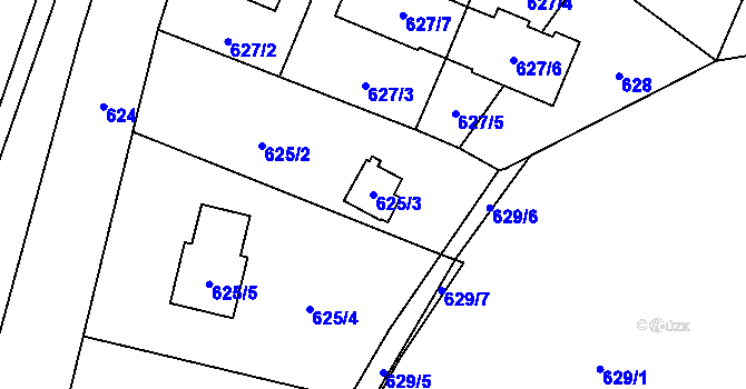 Parcela st. 625/3 v KÚ Boršov nad Vltavou, Katastrální mapa
