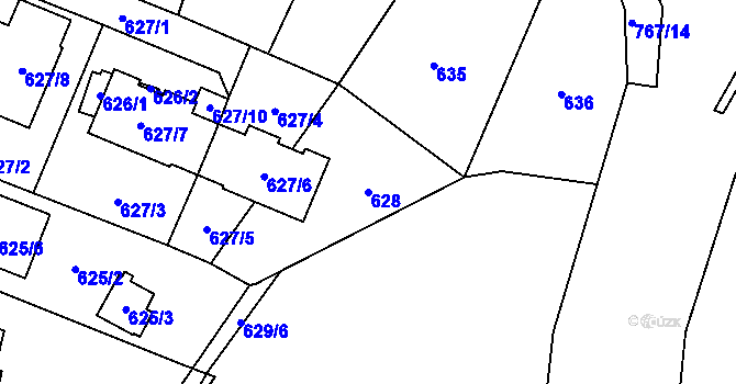 Parcela st. 628 v KÚ Boršov nad Vltavou, Katastrální mapa