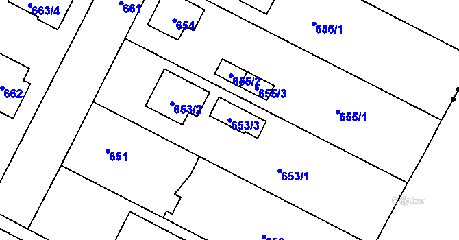 Parcela st. 653/3 v KÚ Boršov nad Vltavou, Katastrální mapa