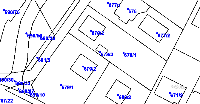 Parcela st. 678/3 v KÚ Boršov nad Vltavou, Katastrální mapa