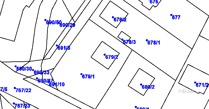 Parcela st. 679/2 v KÚ Boršov nad Vltavou, Katastrální mapa