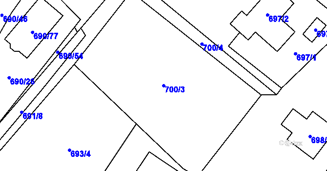 Parcela st. 700/3 v KÚ Boršov nad Vltavou, Katastrální mapa