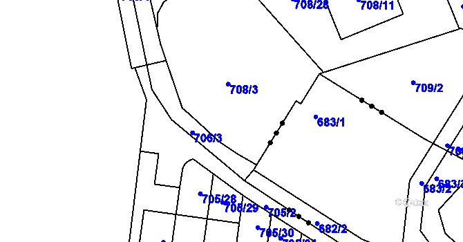 Parcela st. 708/2 v KÚ Boršov nad Vltavou, Katastrální mapa