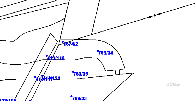 Parcela st. 769/34 v KÚ Boršov nad Vltavou, Katastrální mapa