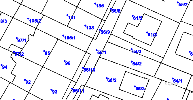 Parcela st. 56/1 v KÚ Boršov nad Vltavou, Katastrální mapa