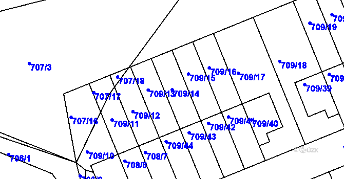 Parcela st. 709/14 v KÚ Boršov nad Vltavou, Katastrální mapa