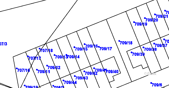 Parcela st. 709/16 v KÚ Boršov nad Vltavou, Katastrální mapa