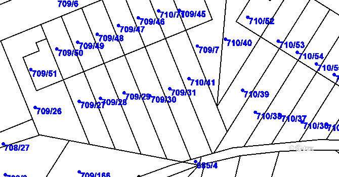 Parcela st. 709/31 v KÚ Boršov nad Vltavou, Katastrální mapa