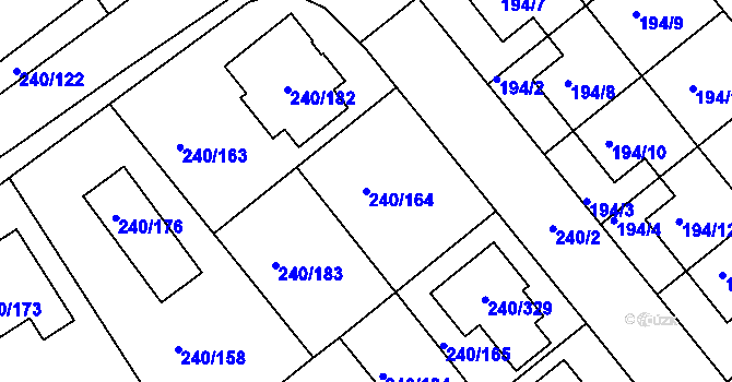 Parcela st. 240/164 v KÚ Boršov nad Vltavou, Katastrální mapa