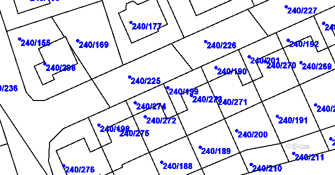 Parcela st. 240/199 v KÚ Boršov nad Vltavou, Katastrální mapa