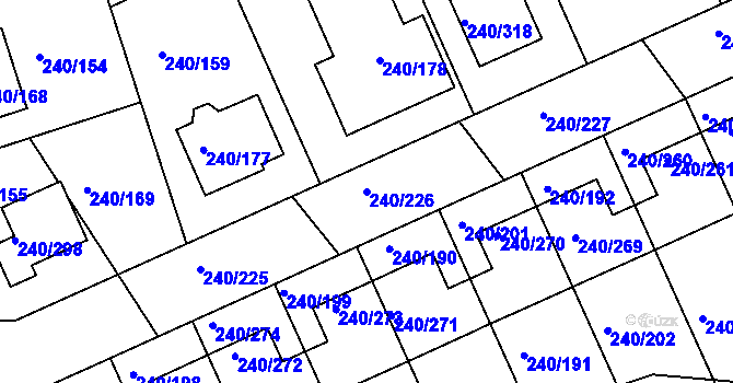 Parcela st. 240/226 v KÚ Boršov nad Vltavou, Katastrální mapa