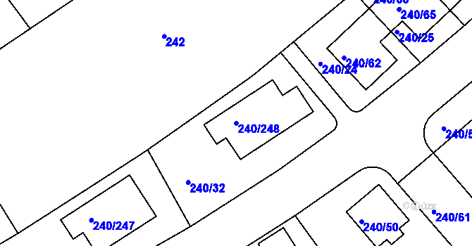 Parcela st. 240/248 v KÚ Boršov nad Vltavou, Katastrální mapa