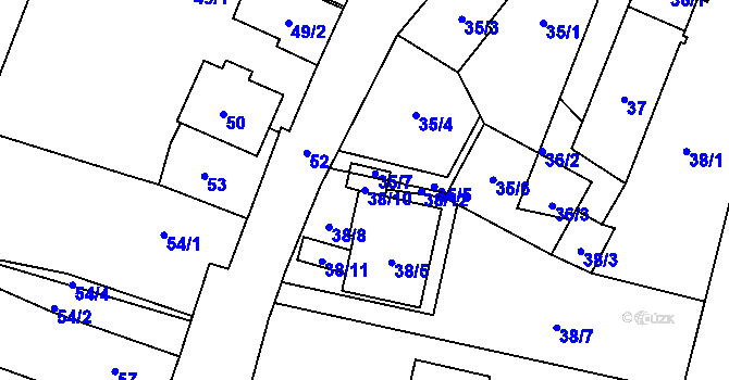 Parcela st. 38/10 v KÚ Boršov nad Vltavou, Katastrální mapa