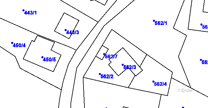 Parcela st. 562/7 v KÚ Boršov nad Vltavou, Katastrální mapa