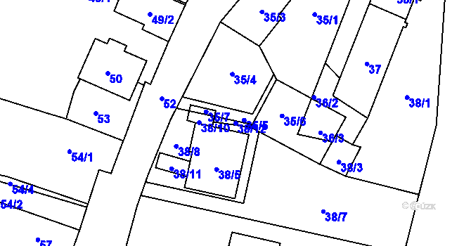 Parcela st. 38/12 v KÚ Boršov nad Vltavou, Katastrální mapa