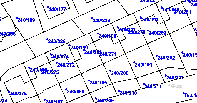 Parcela st. 240/271 v KÚ Boršov nad Vltavou, Katastrální mapa