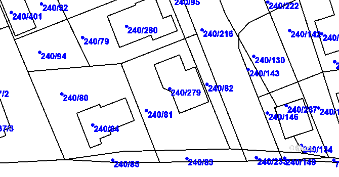 Parcela st. 240/279 v KÚ Boršov nad Vltavou, Katastrální mapa