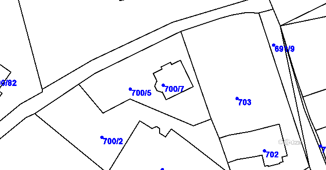 Parcela st. 700/7 v KÚ Boršov nad Vltavou, Katastrální mapa