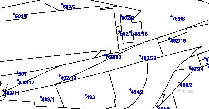 Parcela st. 769/18 v KÚ Boršov nad Vltavou, Katastrální mapa