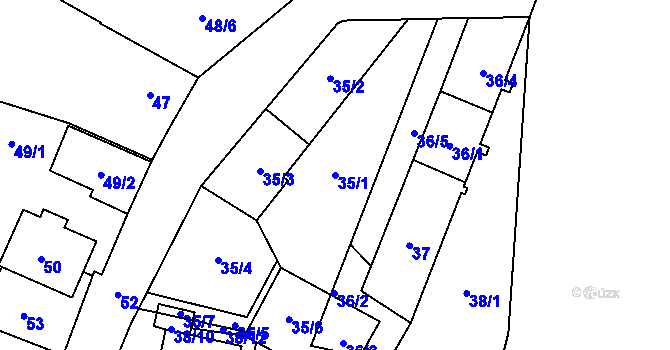 Parcela st. 35/1 v KÚ Boršov nad Vltavou, Katastrální mapa