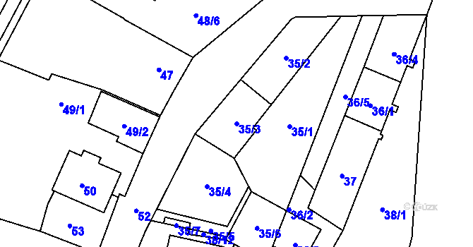 Parcela st. 35/3 v KÚ Boršov nad Vltavou, Katastrální mapa