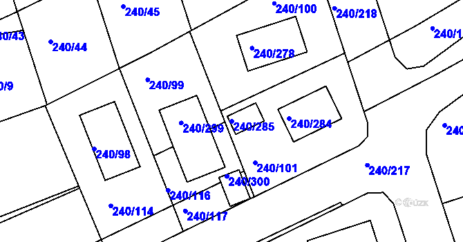 Parcela st. 240/285 v KÚ Boršov nad Vltavou, Katastrální mapa