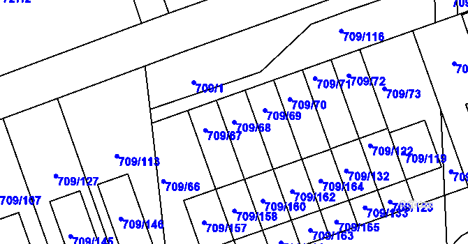 Parcela st. 709/68 v KÚ Boršov nad Vltavou, Katastrální mapa