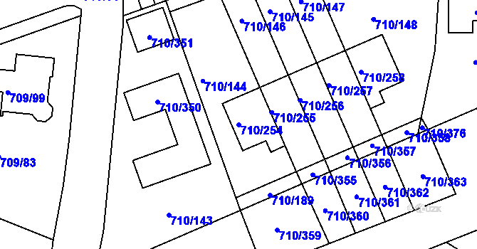 Parcela st. 710/254 v KÚ Boršov nad Vltavou, Katastrální mapa