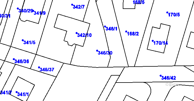 Parcela st. 346/30 v KÚ Boršov nad Vltavou, Katastrální mapa