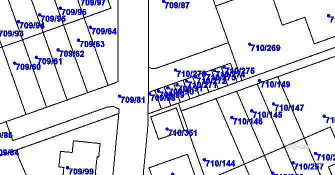 Parcela st. 709/90 v KÚ Boršov nad Vltavou, Katastrální mapa