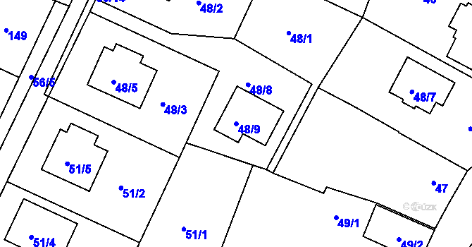 Parcela st. 48/9 v KÚ Boršov nad Vltavou, Katastrální mapa