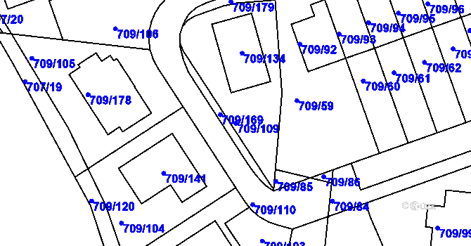 Parcela st. 709/109 v KÚ Boršov nad Vltavou, Katastrální mapa