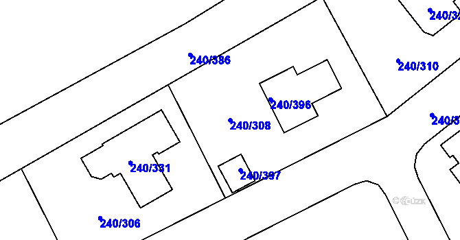 Parcela st. 240/308 v KÚ Boršov nad Vltavou, Katastrální mapa